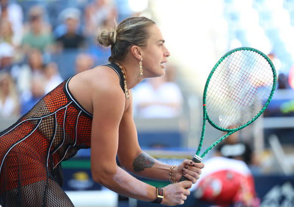 August 25, 2026, New York City, New York, USA: ARYNA SABALENKA during the match mixed doubles round 1 16 final US Open with N. Djokovic (Serbia) against H. Patten (Great Britain) and K. Siniakova (Czech Republic). New York, USA. New York City USA - ZUMAc278 20260825_zsp_c278_005 Copyright: xMarcinxCholewinskix