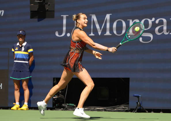 August 25, 2026, New York City, New York, USA: ARYNA SABALENKA during the match mixed doubles round 1 16 final US Open with N. Djokovic (Serbia) against H. Patten (Great Britain) and K. Siniakova (Czech Republic). New York, USA. New York City USA - ZUMAc278 20260825_zsp_c278_006 Copyright: xMarcinxCholewinskix