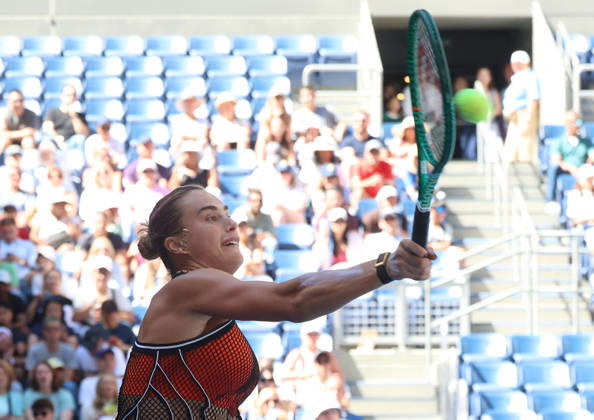 August 25, 2026, New York City, New York, USA: ARYNA SABALENKA during the match mixed doubles round 1 16 final US Open with N. Djokovic (Serbia) against H. Patten (Great Britain) and K. Siniakova (Czech Republic). New York, USA. New York City USA - ZUMAc278 20260825_zsp_c278_025 Copyright: xMarcinxCholewinskix