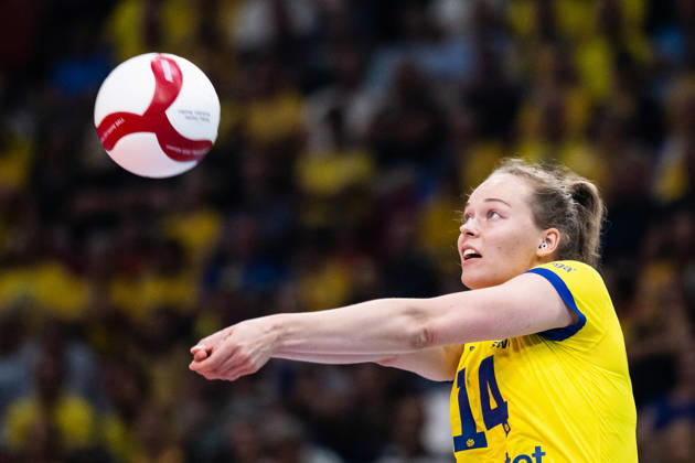 260825 Hanna Hellvig of Sweden during the CEV EuroVolley 2026 group stage volleyball match between Sweden and Croatia on August 25, 2026 in Gothenburg. Photo: Mathias Bergeld BILDBYRAN kod MB MB1406 volleyboll volleyball cev eurovolley 2026 volleyboll-em sverige croatia sweden day 5 dam bbeng kroatien women kvinner Copyright: MATHIASxBERGELD BB260825MB011