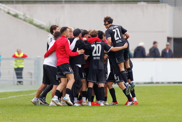 Team (TSV Landsberg) Tor zum 3 : 1 beim Spiel zwischen TSV Landsberg v TSV Schwaben Augsburg, Fussball, Herren, Toto-Pokal, 2026 2027, Achtelfinale am 25.08.2026 in Landsberg am Lech, Sportpark. Bayern Deutschland
