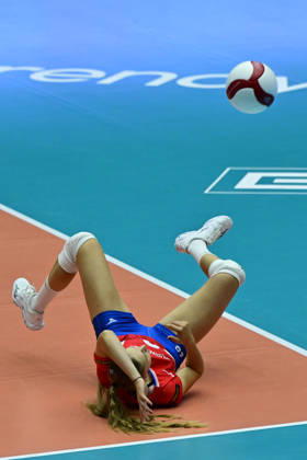 Bara Rejmanova of Czech Republic in action during the Women s European Volleyball Championships Group B match Czech Republic vs Ukraine, on August 25, 2026, in Brno, Czech Republic. (CTKxPhoto VaclavxSalek) CTKPhotoP2026082505869  CTKPhotoP2026082505869