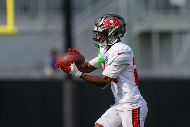 JACKSONVILLE, FL - AUGUST 25: Ayden Garnes 24 of the Tampa Bay Buccaneers works on a drill during the Jacksonville Jaguars joint practice with the Tampa Bay Buccaneers on August 25, 2026 at the Miller Electric Center in Jacksonville, Fl. (Photo by David Rosenblum Icon Sportswire) NFL, American Football Herren, USA AUG 25 Jaguars Training Camp EDITORIAL USE ONLY Icon260825250504