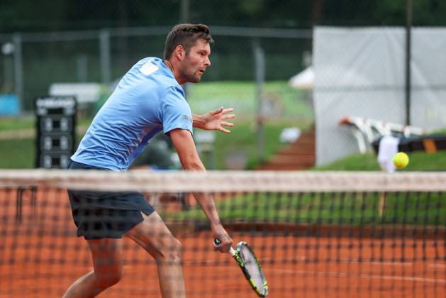 Im Bild: Noah Thurner (GER), Alec Beckley (ZAF) Vasilios Caripi (ZAF) vs. Tom Bittner (GER) Noah Thurner (GER), ATP, Tennis Herren Challenger Schwaben Open, Herren, Doppel, Tennis, Achtelfinale, 25.08.2026 Augsburg Bayern Deutschland
