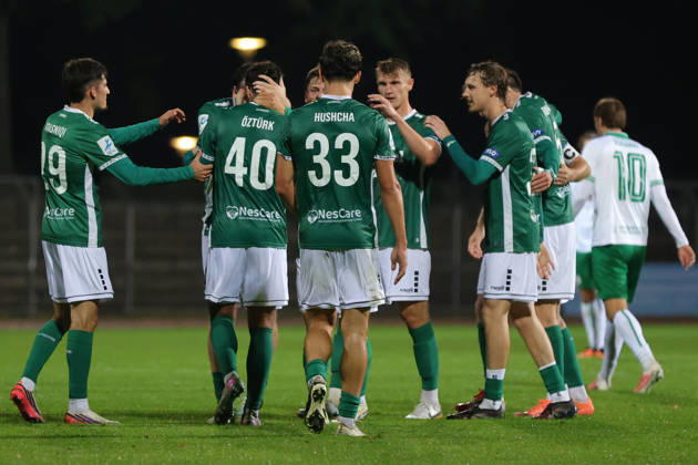 25.08.2026, Fussball, Herren, Saison 2026 2027, Bayerischer Totopokal, Achtelfinale: FC Schweinfurt 05 - VfB Eichstätt Schweinfurt feiert das 3:1 durch Berkay Öztürk (FC Schweinfurt 05, 40) Schweinfurt Riedel-Bau-Arena im Sachs-Stadio Bayern Unterfranken Deutschland