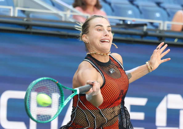 August 25, 2026, New York City, New York, USA: ARYNA SABALENKA during the match mixed doubles round 1 16 final US Open with N. Djokovic (Serbia) against H. Patten (Great Britain) and K. Siniakova (Czech Republic). New York, USA. New York City USA - ZUMAc278 20260825_zsp_c278_016 Copyright: xMarcinxCholewinskix