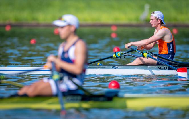 AMSTERDAM - Cornelus Palsma in action in the lightweight women s single scull event on the third day of the World Rowing Championships at the Bosbaan in the Amsterdam Forest. IRIS VAN DEN BROEK ANP xVIxANPxSportx xxANPxIVx 566308449 originalFilename: 566308449.jpg