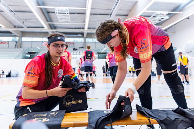 26.08.2026, GER, Kinball Kin-Ball, Frauen Maenner, Saison 26, European Cup 2026 International Open Erfurt Die Erfurter Lachse sind in ihrem ersten Spiel des Turniers auf die TSG Dissen sowie dem TSV Bobingen getroffen. 99089 Erfurt Sporthalle Sportanlage Rieths Thüringen Deutschland