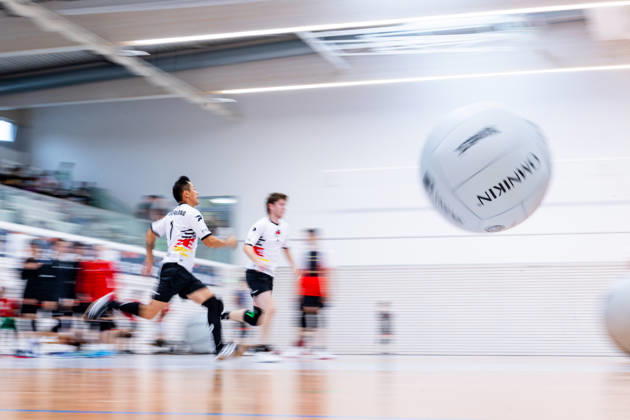 26.08.2026, GER, Kinball Kin-Ball, Frauen Maenner, Saison 26, European Cup 2026 International Open Erfurt Minh Dam Hai Team Deutschland sind in ihrem ersten Spiel des Turniers auf Spanien sowie dem Switzerland getroffen. 99089 Erfurt Sporthalle Sportanlage Rieths Thüringen Deutschland