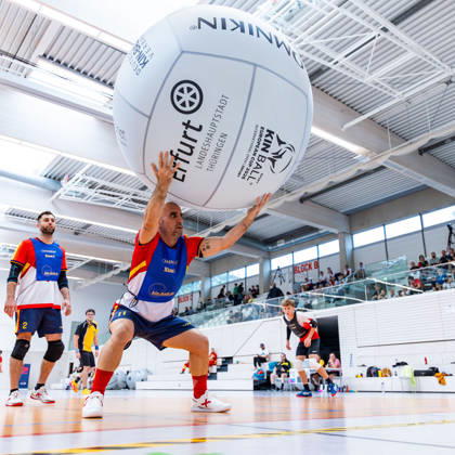 26.08.2026, GER, Kinball Kin-Ball, Frauen Maenner, Saison 26, European Cup 2026 International Open Erfurt Team Deutschland sind in ihrem ersten Spiel des Turniers auf Spanien sowie dem Switzerland getroffen. 99089 Erfurt Sporthalle Sportanlage Rieths Thüringen Deutschland
