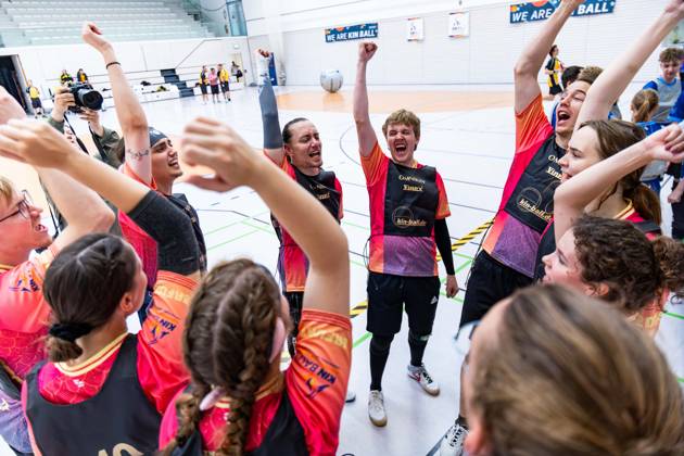 26.08.2026, GER, Kinball Kin-Ball, Frauen Maenner, Saison 26, European Cup 2026 International Open Erfurt Die Erfurter Lachse sind in ihrem ersten Spiel des Turniers auf die TSG Dissen sowie dem TSV Bobingen getroffen. 99089 Erfurt Sporthalle Sportanlage Rieths Thüringen Deutschland