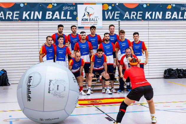 26.08.2026, GER, Kinball Kin-Ball, Frauen Maenner, Saison 26, European Cup 2026 International Open Erfurt Team Deutschland sind in ihrem ersten Spiel des Turniers auf Spanien sowie dem Switzerland getroffen. 99089 Erfurt Sporthalle Sportanlage Rieths Thüringen Deutschland