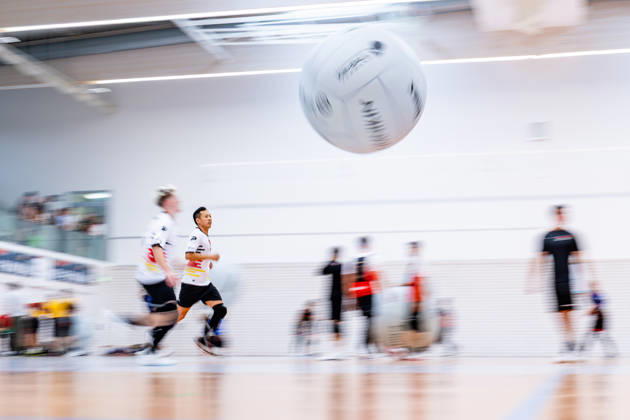 26.08.2026, GER, Kinball Kin-Ball, Frauen Maenner, Saison 26, European Cup 2026 International Open Erfurt Team Deutschland sind in ihrem ersten Spiel des Turniers auf Spanien sowie dem Switzerland getroffen. 99089 Erfurt Sporthalle Sportanlage Rieths Thüringen Deutschland