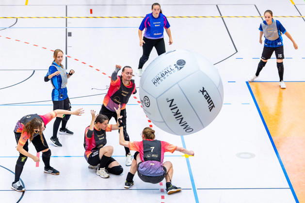 26.08.2026, GER, Kinball Kin-Ball, Frauen Maenner, Saison 26, European Cup 2026 International Open Erfurt Team Deutschland sind in ihrem ersten Spiel des Turniers auf Spanien sowie dem Switzerland getroffen. 99089 Erfurt Sporthalle Sportanlage Rieths Thüringen Deutschland