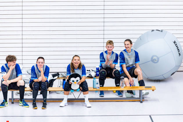 26.08.2026, GER, Kinball Kin-Ball, Frauen Maenner, Saison 26, European Cup 2026 International Open Erfurt Die Erfurter Lachse sind in ihrem ersten Spiel des Turniers auf die TSG Dissen sowie dem TSV Bobingen getroffen. 99089 Erfurt Sporthalle Sportanlage Rieths Thüringen Deutschland