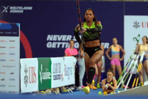 French pole vaulter Marie-Julie Bonnin during Weltklasse 2026, the Zurich stage of Diamond League held in Zurich Main Station Dübendorf Dürrbach Zürich Schweiz Copyright: xSergioxBrunettix