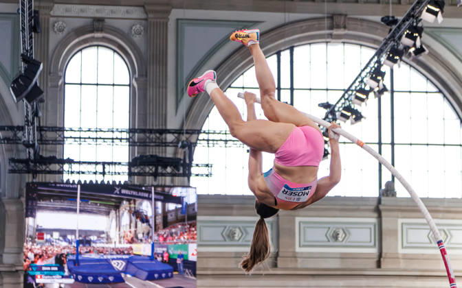 {event, {location}Zürich, Weltklasse_Zürich, Switzerland - 2026 August 26: während dem Weltklasse_Zürich im Hauptbahnhof, Stabhochsprung der Frauen, Weltklasse_Zürich-Zürich, am 26.08.2026, at Hauptbahnhof_Halle in Zürich, Switzerland, MOSER Angelika (SUI), das Bild fängt den Eindruck und die Stimmung des Moments ein beim Stabhochsprung der Frauen ein. Bild: Kobi Schenkel pics.ch Zürich Hauptbahnhof_Halle Switzerland