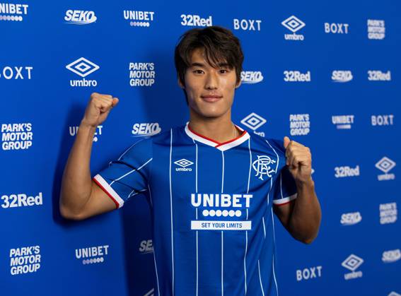 Rangers sign Minsu Kim from Girona on a four year deal. Rangers sign Min Su Kim - The Rangers Training Centre, Glasgow, Lanarkshire, Scotland, UK - 27 Aug 2026Glasgow The Rangers Training Centre Lanarkshire, Scotland United Kingdom EDITORIAL USE ONLY  Copyright: xRangersxFC Shutterstockx 17120243k