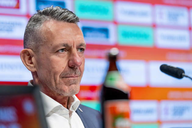 Frank Lutz (Vorstandsvorsitzender, Deutscher Eishockey Bund DEB) Portrait Portraet GER, Eishockey, Pressekonferenz, offizielle Vorstellung neuer Bundestrainer Deutscher Eishockey Bund DEB, 27.08.2026 Foto: HMB Media Franz Feiner Copyright: HMBxMedia FranzxFeiner