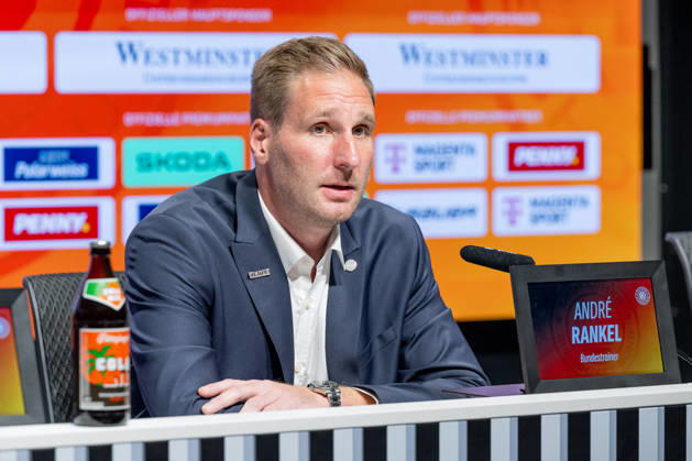 Andre Rankel (Bundestrainer, Deutscher Eishockey Bund DEB) GER, Eishockey, Pressekonferenz, offizielle Vorstellung neuer Bundestrainer Deutscher Eishockey Bund DEB, 27.08.2026 Foto: HMB Media Franz Feiner Copyright: HMBxMedia FranzxFeiner