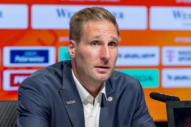 Andre Rankel (Bundestrainer, Deutscher Eishockey Bund DEB) Portrait Portraet GER, Eishockey, Pressekonferenz, offizielle Vorstellung neuer Bundestrainer Deutscher Eishockey Bund DEB, 27.08.2026 Foto: HMB Media Franz Feiner Copyright: HMBxMedia FranzxFeiner