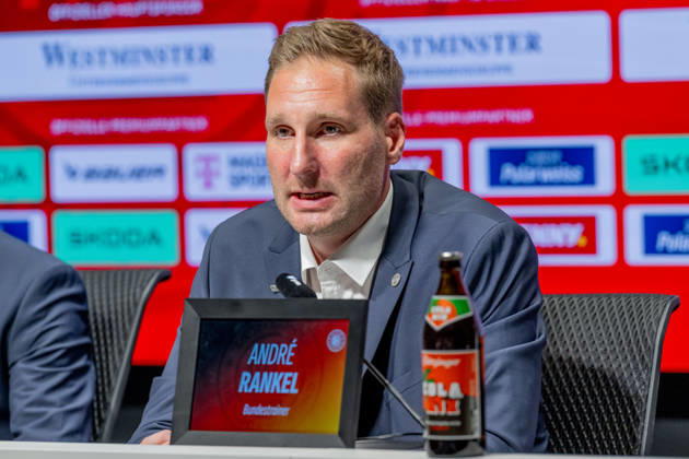 Andre Rankel (Bundestrainer, Deutscher Eishockey Bund DEB) GER, Eishockey, Pressekonferenz, offizielle Vorstellung neuer Bundestrainer Deutscher Eishockey Bund DEB, 27.08.2026 Foto: HMB Media Franz Feiner Copyright: HMBxMedia FranzxFeiner