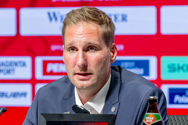 Andre Rankel (Bundestrainer, Deutscher Eishockey Bund DEB) Portrait Portraet GER, Eishockey, Pressekonferenz, offizielle Vorstellung neuer Bundestrainer Deutscher Eishockey Bund DEB, 27.08.2026 Foto: HMB Media Franz Feiner Copyright: HMBxMedia FranzxFeiner