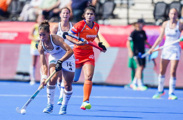 2026-08-27 India v Germany - FIH Hockey World Cup AMSTELVEEN, NETHERLANDS - AUGUST 27: Lucina von der Heyde of Germany during the FIH Hockey World Cup match between India and Germany at Wagener Stadion on August 27, 2026 in Amstelveen, Netherlands. Amstelveen Wagener Stadion Netherlands Content not available for redistribution in The Netherlands directly or indirectly through any third parties. Copyright: xAndrexWeeningx