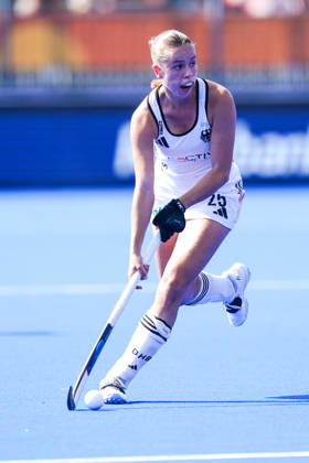 2026-08-27 India v Germany - FIH Hockey World Cup AMSTELVEEN, NETHERLANDS - AUGUST 27: Johanna Hachenberg of Germany during the FIH Hockey World Cup match between India and Germany at Wagener Stadion on August 27, 2026 in Amstelveen, Netherlands. Amstelveen Wagener Stadion Netherlands Content not available for redistribution in The Netherlands directly or indirectly through any third parties. Copyright: xAndrexWeeningx