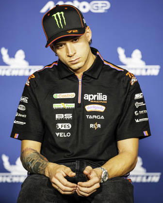 August 27, 2026, Alcaniz, Aragon, Spain: Marco Bezzecchi of the Aprilia Racing Team during an interview at the Michelin Grand Prix of Aragon on August 27, 2026, in Aragon, Spain. MOTOGP 2026: Michelin Grand Prix Of Aragon  - ZUMAr200 20260827_zsp_r200_017 Copyright: xNunoxReisinhox