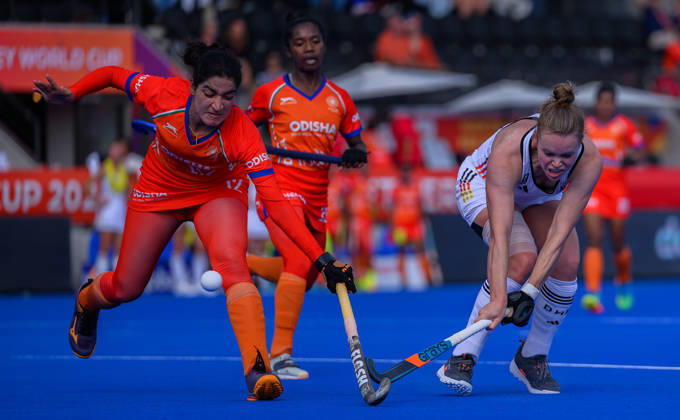 Hockey World Cup Semi Final Lena Micheel of Germany Women (Die Danas) shoots at goal during the 5 6th classification match between India and Germany in the 2026 Womens FIH Hockey World Cup at Wagener Stadium, Amstelveen 27 08 2026 UK Newspapers OUT Copyright: xGraemexWilcocksonx FIL-23842-0046