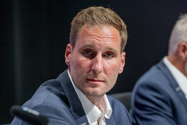 Andre Rankel (Bundestrainer, Deutscher Eishockey Bund DEB) Portrait Portraet GER, Eishockey, Pressekonferenz, offizielle Vorstellung neuer Bundestrainer Deutscher Eishockey Bund DEB, 27.08.2026 Foto: HMB Media Franz Feiner Copyright: HMBxMedia FranzxFeiner