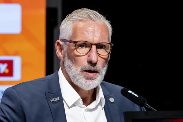 Christian Künast (Vorstand Deutscher Eishockey Bund DEB) Portrait Portraet GER, Eishockey, Pressekonferenz, offizielle Vorstellung neuer Bundestrainer Deutscher Eishockey Bund DEB, 27.08.2026 Foto: HMB Media Franz Feiner Copyright: HMBxMedia FranzxFeiner