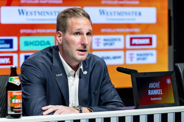 Andre Rankel (Bundestrainer, Deutscher Eishockey Bund DEB) GER, Eishockey, Pressekonferenz, offizielle Vorstellung neuer Bundestrainer Deutscher Eishockey Bund DEB, 27.08.2026 Foto: HMB Media Franz Feiner Copyright: HMBxMedia FranzxFeiner