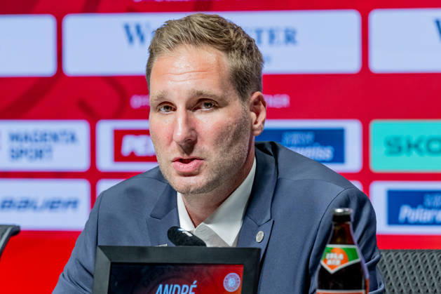 Andre Rankel (Bundestrainer, Deutscher Eishockey Bund DEB) Portrait Portraet GER, Eishockey, Pressekonferenz, offizielle Vorstellung neuer Bundestrainer Deutscher Eishockey Bund DEB, 27.08.2026 Foto: HMB Media Franz Feiner Copyright: HMBxMedia FranzxFeiner