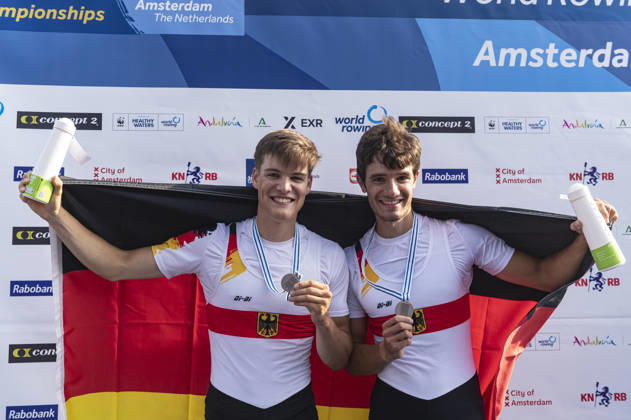 Amsterdam The Netherlands 27th August 2026 2026 World Rowing Championships on the Bosbaan in Amsterdam Lightweight Men s Double Sculls Final A (Final) Naveen Alexander Shah and Maximilian Ruehling (GER) win silver watersport,