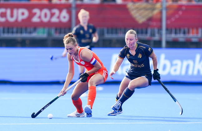 2026-08-27 India v Germany - FIH Hockey World Cup AMSTELVEEN, NETHERLANDS - AUGUST 27: Marijn Veen of Netherlands, Charlotte Englebert of Belgium during the FIH Hockey World Cup match between India and Germany at Wagener Stadion on August 27, 2026 in Amstelveen, Netherlands. Amstelveen Wagener Stadion Netherlands Content not available for redistribution in The Netherlands directly or indirectly through any third parties. Copyright: xAndrexWeeningx
