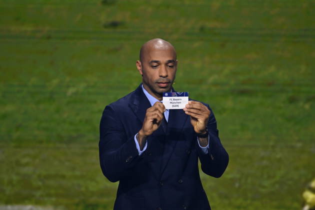 UEFA Champions League 2026 27 league phase draw in Monaco MONACO - AUGUST 27: French former football player Thierry Henry shows the paper slip of FC Bayern Munchen (GER) during the draw ceremony for the league phase of the 2026-2027 UEFA Champions League football tournament at the Grimaldi Forum in the Principality of Monaco on August 27, 2026. Mustafa Yalcin Anadolu Monaco Monaco. Editorial use only. Please get in touch for any other usage. Copyright: x2026xAnadoluxMustafaxYalcinx