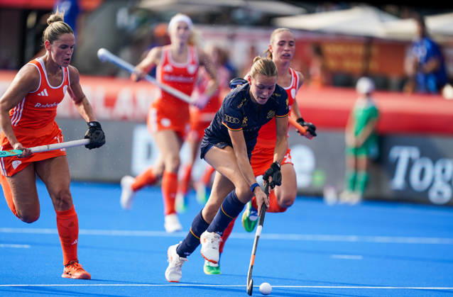 2026-08-27 Netherlands v Belgium - FIH Hockey World Cup AMSTELVEEN, NETHERLANDS - AUGUST 27: Delphine Marien of Belgium during the FIH Hockey World Cup match between Netherlands and Belgium at Wagener Stadion on August 27, 2026 in Amstelveen, Netherlands. Amstelveen Wagener Stadion Netherlands Content not available for redistribution in The Netherlands directly or indirectly through any third parties. Copyright: xAndrexWeeningx