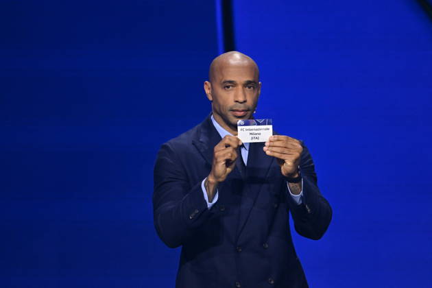 UEFA Champions League 2026 27 league phase draw in Monaco MONACO - AUGUST 27: French former football player Thierry Henry shows the paper slip of Inter Milan (ITA) during the draw ceremony for the league phase of the 2026-2027 UEFA Champions League football tournament at the Grimaldi Forum in the Principality of Monaco on August 27, 2026. Mustafa Yalcin Anadolu Monaco Monaco. Editorial use only. Please get in touch for any other usage. Copyright: x2026xAnadoluxMustafaxYalcinx