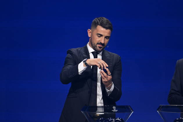 UEFA Champions League 2026 27 league phase draw in Monaco MONACO - AUGUST 27: Former football player David Villa opens the ball to show the paper slip during the draw ceremony for the league phase of the 2026-2027 UEFA Champions League football tournament at the Grimaldi Forum in the Principality of Monaco on August 27, 2026. Mustafa Yalcin Anadolu Monaco Monaco. Editorial use only. Please get in touch for any other usage. Copyright: x2026xAnadoluxMustafaxYalcinx