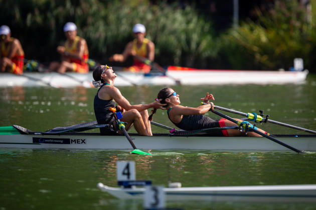 RECORD DATE NOT STATED 27th August 2026; Bosbaan, Amsterdam, Holland, Netherlands; 2026 World Rowing Championships, Day Four; Final A; Mexico Lightweight Womens Double Sculls (LW2x) with Aylin Maryah Ibarra Maduena and Melissa Marquez gold medallists AnthonyxBenoit