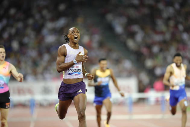 Zürich, Switzerland - August 27: Alison dos Santos (BRA) with a new world record competes in the 400m Hurdles Men during the Wanda Diamond League Weltklasse Zürich at Stadion Letzigrund on August 27, 2026 in Zürich, Switzerland. Copyright: xKjetilxWaberx xSPPx Sportspressphoto_SPR217217