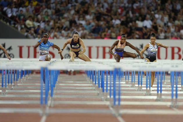 Zürich, Switzerland - August 27: Masai Russell (USA) run for a new world record in the 100m Hurdles Women during the Wanda Diamond League Weltklasse Zürich at Stadion Letzigrund on August 27, 2026 in Zürich, Switzerland. Copyright: xKjetilxWaberx xSPPx Sportspressphoto_SPR217273