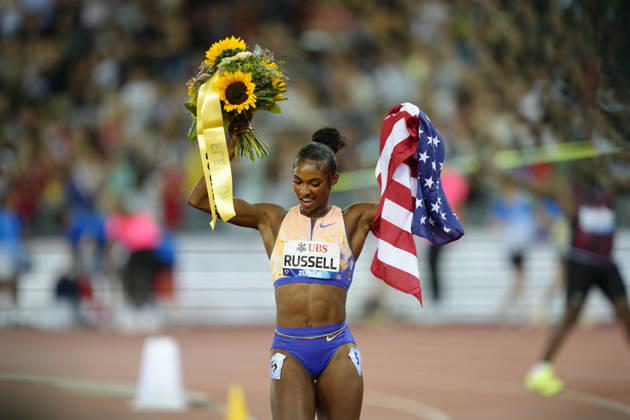 Zürich, Switzerland - August 27: Masai Russell (USA) run for a new world record in the 100m Hurdles Women during the Wanda Diamond League Weltklasse Zürich at Stadion Letzigrund on August 27, 2026 in Zürich, Switzerland. Copyright: xKjetilxWaberx xSPPx Sportspressphoto_SPR217278