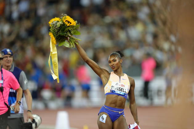 Zürich, Switzerland - August 27: Masai Russell (USA) run for a new world record in the 100m Hurdles Women during the Wanda Diamond League Weltklasse Zürich at Stadion Letzigrund on August 27, 2026 in Zürich, Switzerland. Copyright: xKjetilxWaberx xSPPx Sportspressphoto_SPR217279
