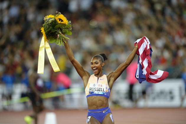 Zürich, Switzerland - August 27: Masai Russell (USA) run for a new world record in the 100m Hurdles Women during the Wanda Diamond League Weltklasse Zürich at Stadion Letzigrund on August 27, 2026 in Zürich, Switzerland. Copyright: xKjetilxWaberx xSPPx Sportspressphoto_SPR217280