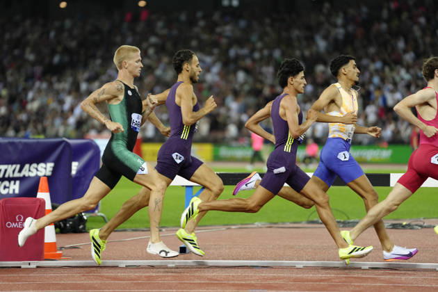 Zürich, Switzerland - August 27: Robert Farken (GER), Anass Essayi (MAR) and Anas Lagtiy Chaoudar (FRA) compete in the 1500m Men during the Wanda Diamond League Weltklasse Zürich at Stadion Letzigrund on August 27, 2026 in Zürich, Switzerland. Copyright: xKjetilxWaberx xSPPx Sportspressphoto_SPR217289
