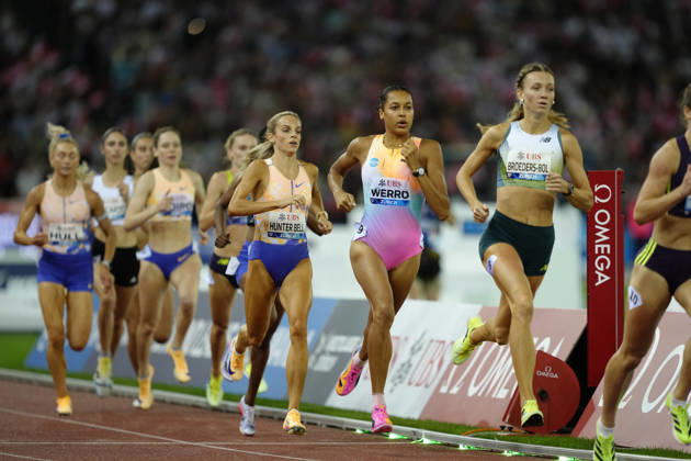 Zürich, Switzerland - August 27: Femke Broeders-Bol (NED), Audrey Werro (SUI) and Georgia Hunter Bell (GBR) compete in the 800m Women during the Wanda Diamond League Weltklasse Zürich at Stadion Letzigrund on August 27, 2026 in Zürich, Switzerland. Copyright: xKjetilxWaberx xSPPx Sportspressphoto_SPR217297
