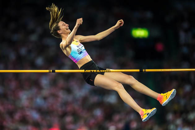 ZÜRICH, SWITZERLAND - AUGUST 27: Nicola Olyslagers of Australia (AUS) celebrates in the womens high jump after her winning height at Diamond League: Weltklasse Zürich on August 27, 2026 in the Stadion Letzigrund, Zürich, Switzerland. Copyright: xUlfxSchillerx